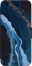 Leuke Telefoonhoesjes - Hoesje geschikt voor Samsung Galaxy A54 - Marmer lagoon blauw - Wallet Case met pasjeshouder - Marmer - Blauw