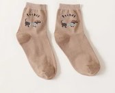 Teckel - sokken - 1 paar sokken - teckelprint - maat 34/39 - bruin - taupe - hond - dachshund - teckelsokken - teckel sokken