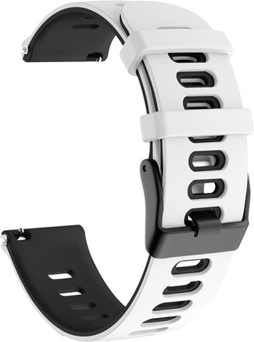 Siliconen bandje - geschikt voor Huawei Watch GT 2 42 mm / GT 3 42 mm Active / Elegant / GT 3 Pro 43 mm en Polar Ignite 2 / 3 / Pacer / Unite - wit-zwart