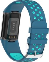 Siliconen bandje - geschikt voor Fitbit Charge 6 - blauw-mintgroen