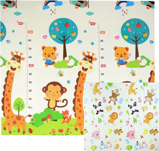 SHACOS XPE Babyspeelmat, groot babytapijt, opvouwbaar, schuim, kruipmat, antislip, waterdicht, dubbelzijdig babymat, niet giftig, kinderspeeltapijt, straat, 180 x 200 x 1,5 cm – Speelmat baby