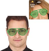 Guirca Carnaval/verkleed party bril Aviator - 2x - groen - volwassenen - verkleedkleding kostuum