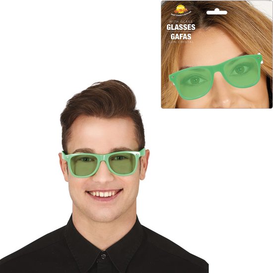 Guirca Carnaval/verkleed party bril - 2x - groen - volwassenen -Voor bij een verkleedkleding kostuum