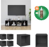 vidaXL Tv-meubelen 4 st 37x35x37 cm spaanplaat grijs - Kast - Inclusief Houtreiniger en verfrisser