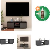 vidaXL Tv-meubel 110x30x40 cm massief grenenhout grijs - Kast - Inclusief Houtreiniger en verfrisser