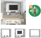 vidaXL Tv-meubel 152x22x113 cm bewerkt hout betongrijs - Kast - Inclusief Houtreiniger en verfrisser