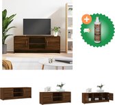 vidaXL Tv-meubel 102x30x37-5 cm bewerkt hout bruineikenkleurig - Kast - Inclusief Houtreiniger en verfrisser