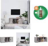 vidaXL Tv-meubel 100x35x40 cm bewerkt hout grijs sonoma eikenkleurig - Kast - Inclusief Houtreiniger en verfrisser