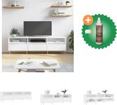vidaXL Tv-meubel 150x30x44-5 cm bewerkt hout wit - Kast - Inclusief Houtreiniger en verfrisser