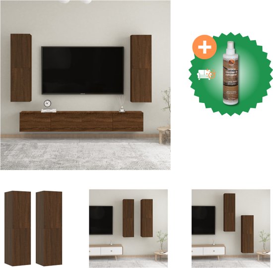 vidaXL Tv-wandmeubels 2 st 30-5x30x110 cm bruineikenkleurig - Kast - Inclusief Houtreiniger en verfrisser