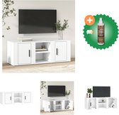 vidaXL Tv-meubel 100x31-5x35 cm bewerkt hout wit - Kast - Inclusief Houtreiniger en verfrisser