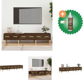 vidaXL Tv-meubel 150x34-5x30 cm bewerkt hout bruineikenkleurig - Kast - Inclusief Houtreiniger en verfrisser