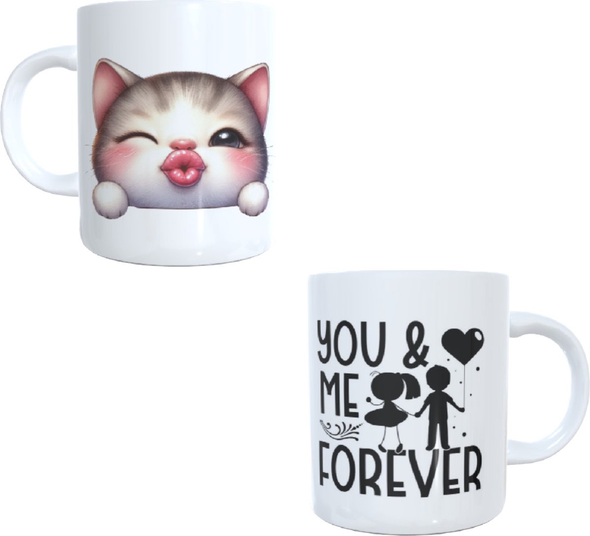 Bedrukte koffie beker -thee mok - tekst forever - afbeelding dier - liefde