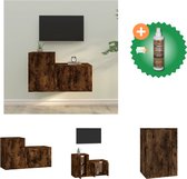 vidaXL 2-delige Tv-meubelset bewerkt hout gerookt eikenkleurig - Kast - Inclusief Houtreiniger en verfrisser