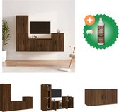 vidaXL 4-delige Tv-meubelset bewerkt hout bruineikenkleurig - Kast - Inclusief Houtreiniger en verfrisser