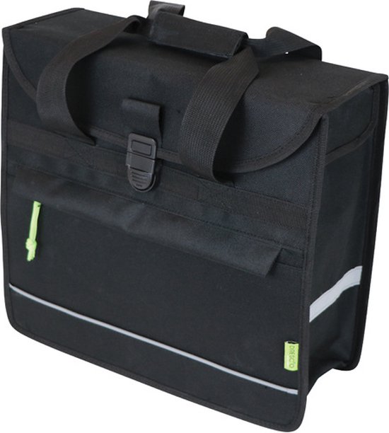 Dresco Enkele Fietstas Basic Shopper – Inhoud 15 Liter - Waterafstotend nylon – Twee bevestigingshaken & klittenbandsluiting - Handig voorvak – Reflectie aan de voor- en achterzijde - Afmeting 34x31x13cm