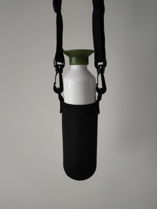 Waterfles Sleeve Cover met Schouderriem Pouch Flessenhouder Zwart