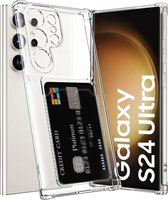 Hoesje Geschikt Voor Samsung Galaxy S24 Ultra hoesje met pasjeshouder transparant Shock proof case met Kaarthouder