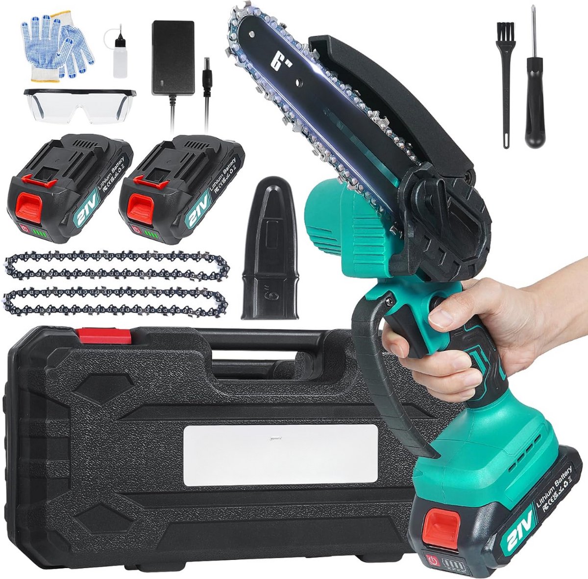 Equivera Mini Kettingzaag Elektrisch Mini Kettingzaag Met Accu Elektrische Snoeischaar Accu Snoeischaar Kettingzaag Accu