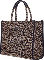 Signare - Luxe City Bag - gobelinstof - Leopard - Luipaard - Bruine vlekken