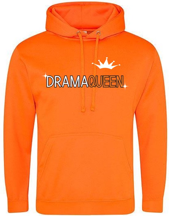 DramaQueen Oranje Hoodie - koningin - koningsdag - nederland - holland - dutch - grappig - unisex - trui - sweater - capuchon