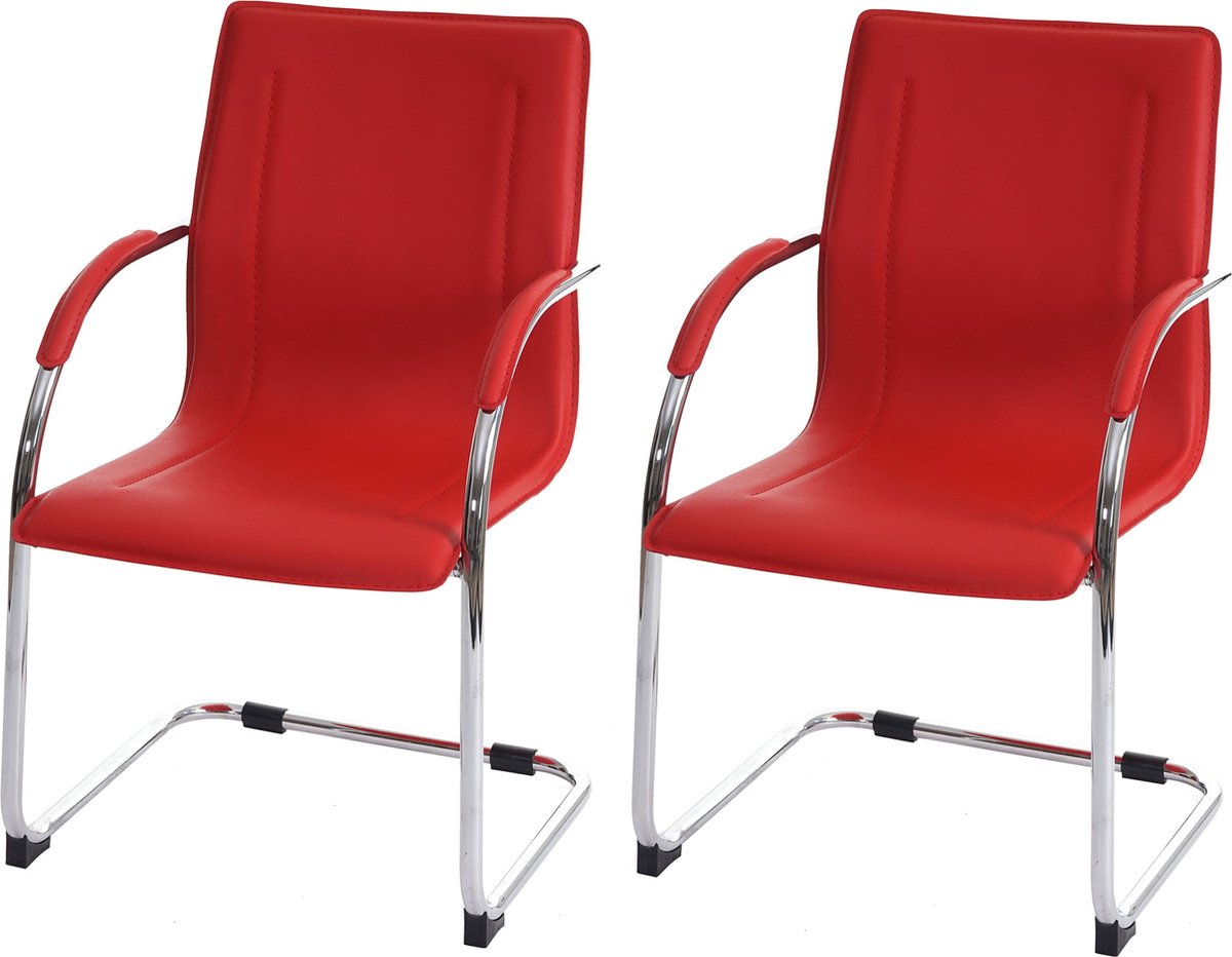 Cosmo Casa Set Van 2 Conferentiestoelen - Sledestoelen Voor Bezoekers - Rood