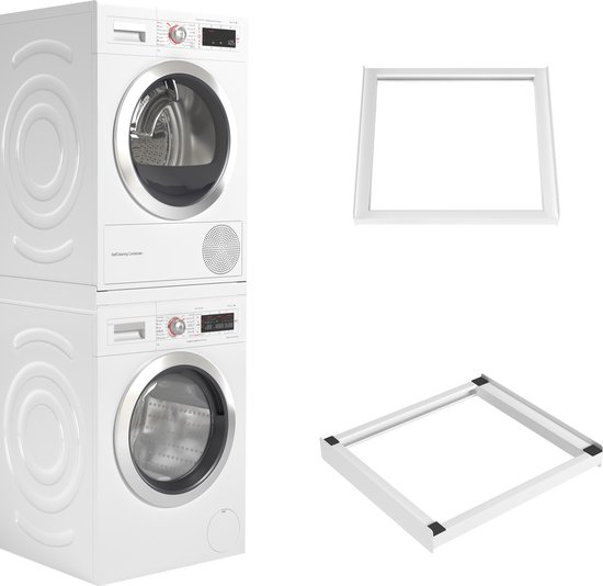 Wasophoogte® Tussenstuk wasmachine droger - Stapelkit wasmachine droger - Tussenkader - Geschikt voor elk type - Wit