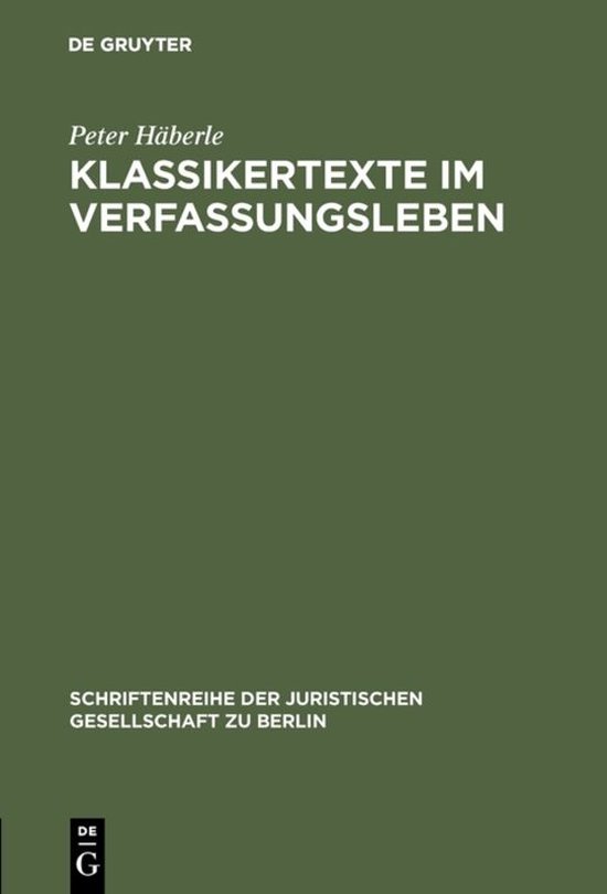 Foto: Schriftenreihe der juristischen gesellschaft zu berlin67 klassikertexte im verfassungsleben