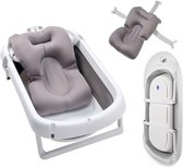 Baignoire bébé pliable avec tapis de bain, baignoire bébé avec insert de baignoire bébé, baignoire bébé pliable pour bébés de 0 à 12 ans, gris