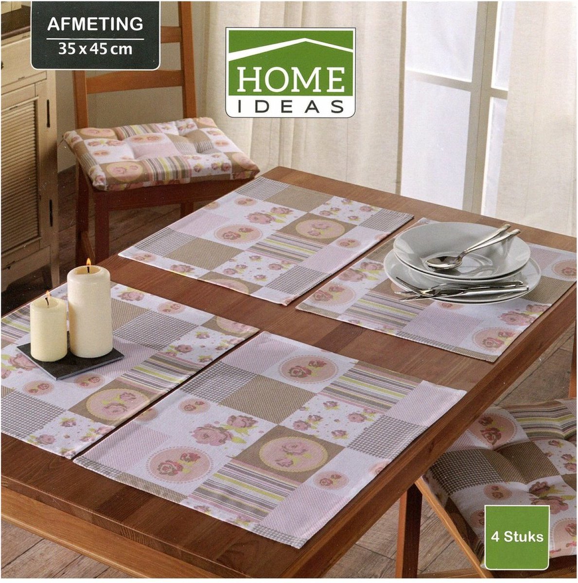 Placemats - Flowers - 35 x 45 cm – Oud roze - 4 Stuks