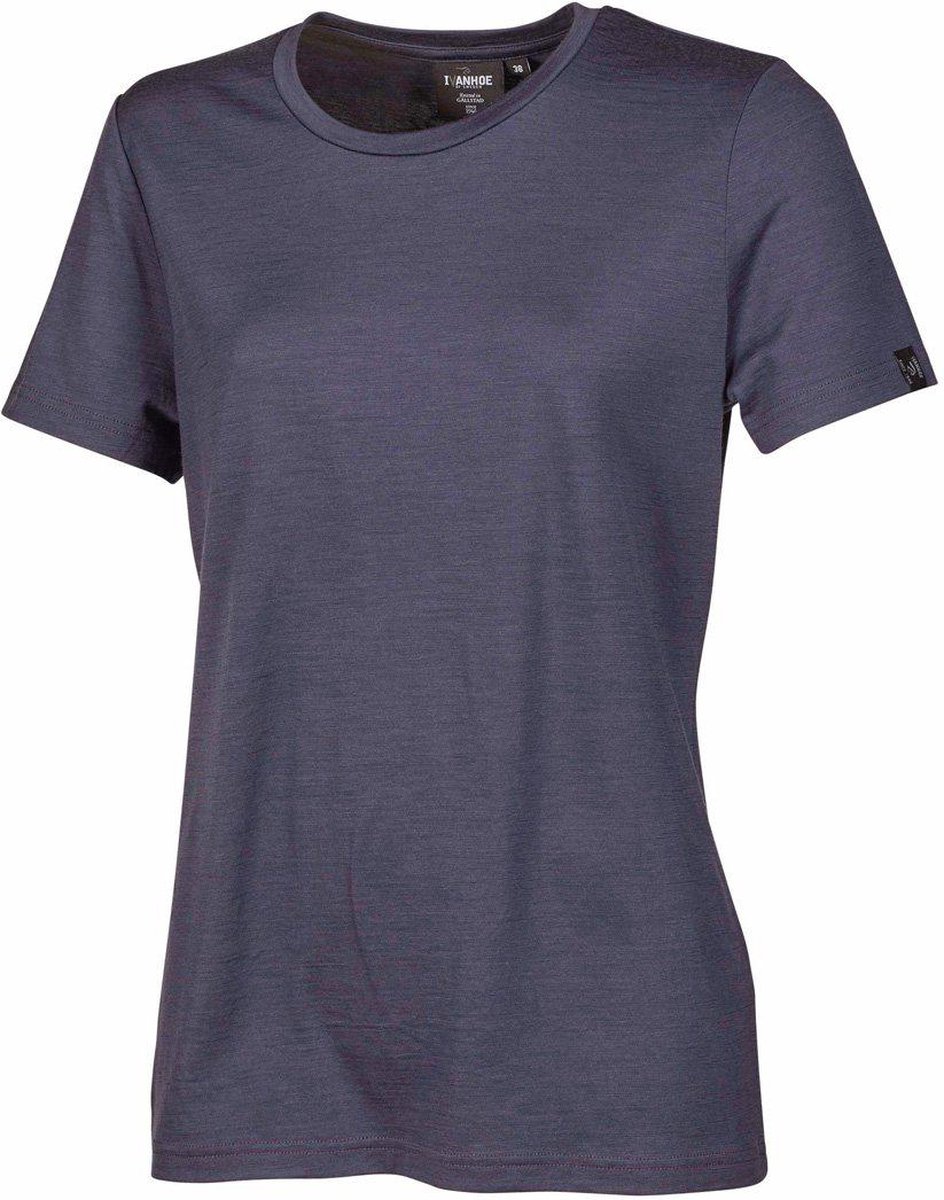Ivanhoe t-shirt UW Cilla Steelblue voor dames - 100% merino wol - Blauw