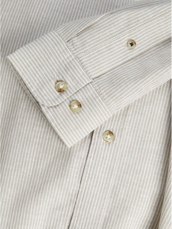 Jack & Jones Jack& Jones Jjesummer Linen Blend Shirt Ls Crockery Stripes Beige BEIGE S