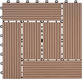 WPC vloertegel Rhone, houtlook balkon/terras, 11x elk 30x30cm = 1m² ~ Premium, teak offset