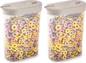 Plasticforte Shaker pour récipients alimentaires - 2x - beige - capacité 1 litre - plastique - 15 x 7 x 19 cm