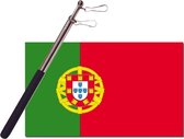 Landen vlag Portugal - 90 x 150 cm - met compacte draagbare telescoop vlaggenstok - zwaaivlaggen