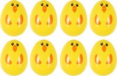 Capsules d'œufs de Pâques en forme de poussins - 8x pièces - plastique - jaune - 6 cm - Décorations de Pâques
