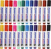Whiteboard markers Power Liners - 24x kleuren - punt van 4 mm - school en kantoor artikelen
