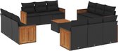 vidaXL - 13-delige - Loungeset - met - kussens - poly - rattan - zwart