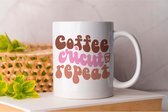 Mok Coffee cricut repeat - CoffeeLovers - Gift - Cadeau - MorningBrew - CaffeineAddict - CoffeeTime - KoffieLiefhebbers - KoffieTijd - KoffieVerslaving - EspressoKunst