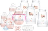 MAM ZEDMM901F Easy Start Anti-koliek, 8 flesjes in de maten 130 ml, 160 ml en 260 ml, 1 fopspeen nano, 4 afdichtpads, 1 extra zachte tuit en handgrepen, kleur rood Roze, 730 G