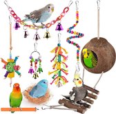 Papegaai Vogel Speelgoed Hangende Bel Huisdier Vogelkooi Hangmat Houten Schommel Speelgoed Baars en Spiegel Kauwspeelgoed voor Kleine Papegaaien