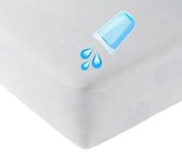 Waterdicht Matrasbeschermer-Hoeslaken-Molton-flanel-100% katoen -Antibacteriëel-Rondom Elastiek-Wit-Twijfelaar-Extra lang- 120x220+30cm