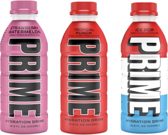 PRIME Hydration Drink - 3-Pack - Ice Pop - Tropical Punch - Strawberry Watermelon