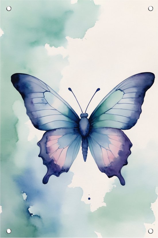 Tuinposter vlinder - Vlinders posters - Tuinposters waterverf - Buiten poster - Tuinschilderijen - Wanddecoratie - 100 x 150 cm