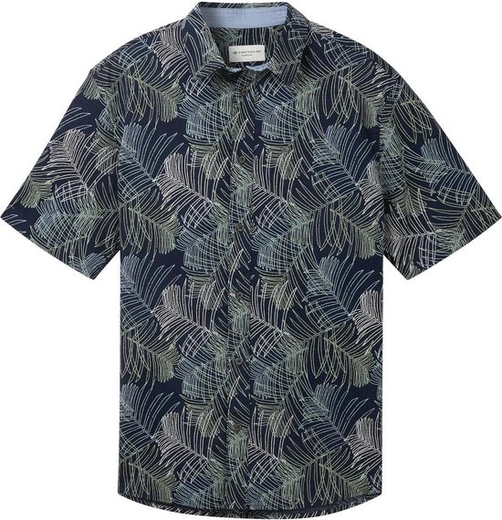 Tom Tailor Overhemd Overhemd Met Korte Mouwen En Print 1040128xx10 35095 Mannen Maat - XXL
