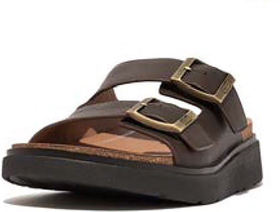 FitFlop Gen-FF Buckle Two-Bar Leather Slides BRUIN - Maat 41