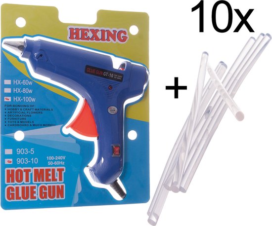 Professioneel Lijmpistool Glue Gun 100W + 10 lijmsticks volledig transparant