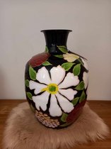 Colmore vase peint à la main fer fleurs noires mtm 34x34x48cm