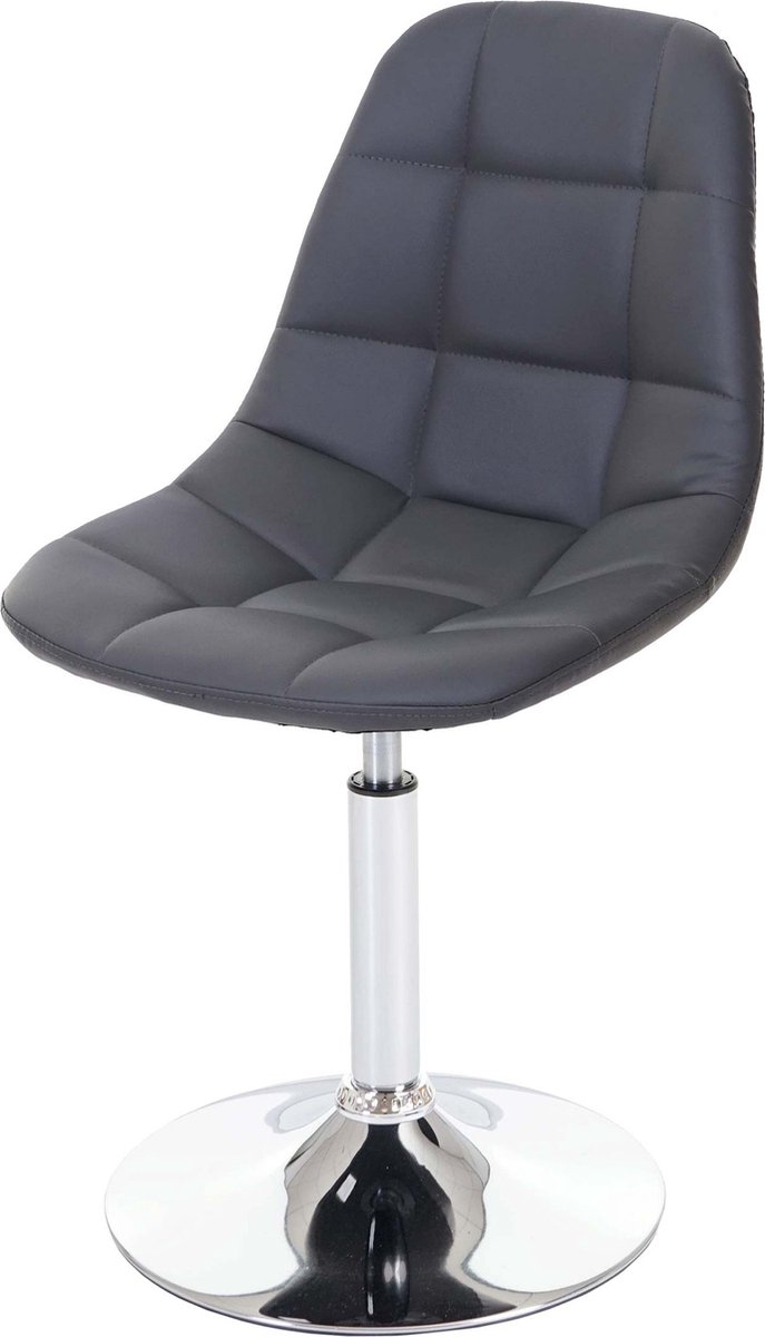 Cosmo Casa Eetkamerstoel - Draaistoel - Retro Jaren 50 Design - Grijs Kunstleer - Chromen Basis