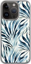 Casimoda® hoesje - Geschikt voor iPhone 13 Pro - Japandi Waves - 2-in-1 case - Schokbestendig - Water - Verhoogde randen - Blauw, Transparant